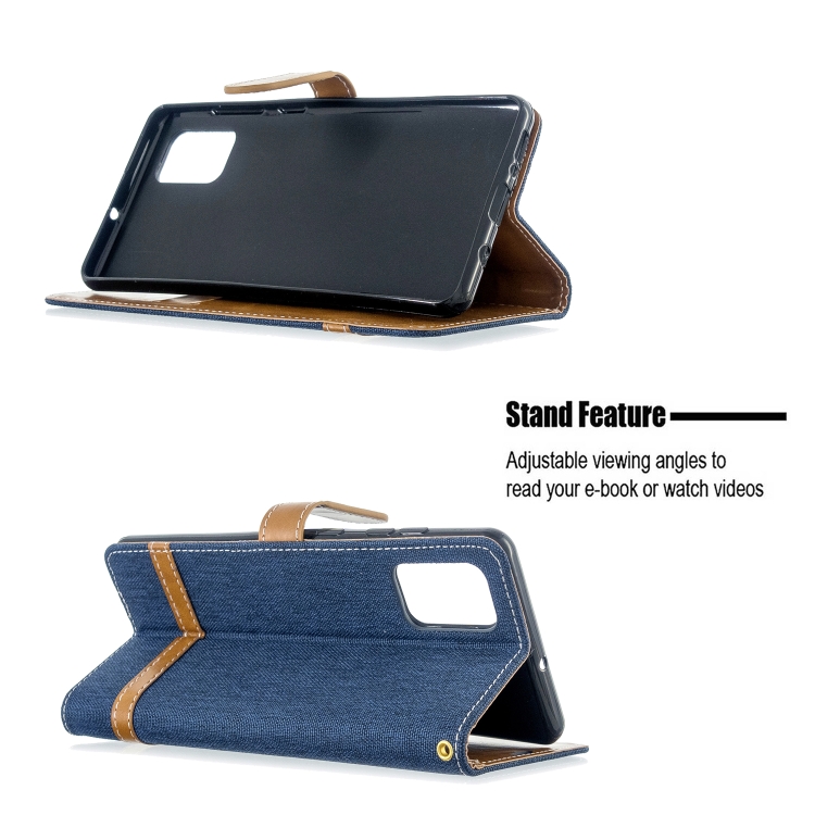 For Galaxy A71 Color Matching Denim Texture Horizontal Flip PU Leather Case with Holder & Card Slots & Wallet & Lanyard(Dark Blue) For Galaxy A71 Color Matching Denim Texture Horizontal Flip PU Leather Case with Holder & Card Slots & Wallet & Lanyard(Dark Blue)