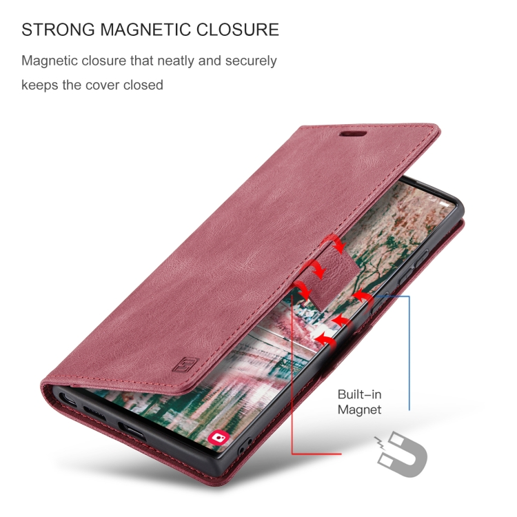 For Samsung Galaxy S22 Ultra 5G AutSpace A01 Retro Skin-feel Crazy Horse RFID Leather Phone Case(Wine Red) For Samsung Galaxy S22 Ultra 5G AutSpace A01 Retro Skin-feel Crazy Horse RFID Leather Phone Case(Wine Red)