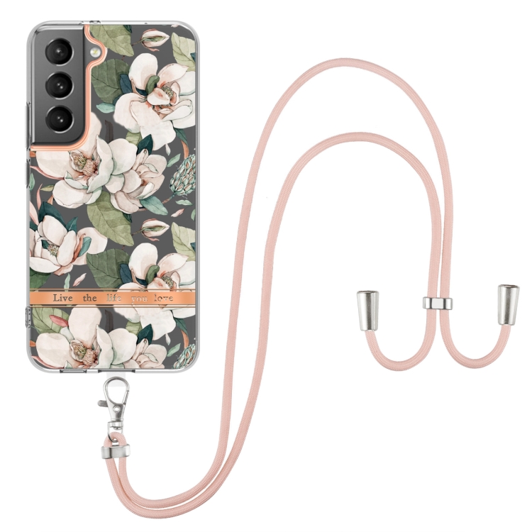 For Samsung Galaxy S22 5G Flowers Series TPU Phone Case with Lanyard(Green Gardenia) For Samsung Galaxy S22 5G Flowers Series TPU Phone Case with Lanyard(Green Gardenia)