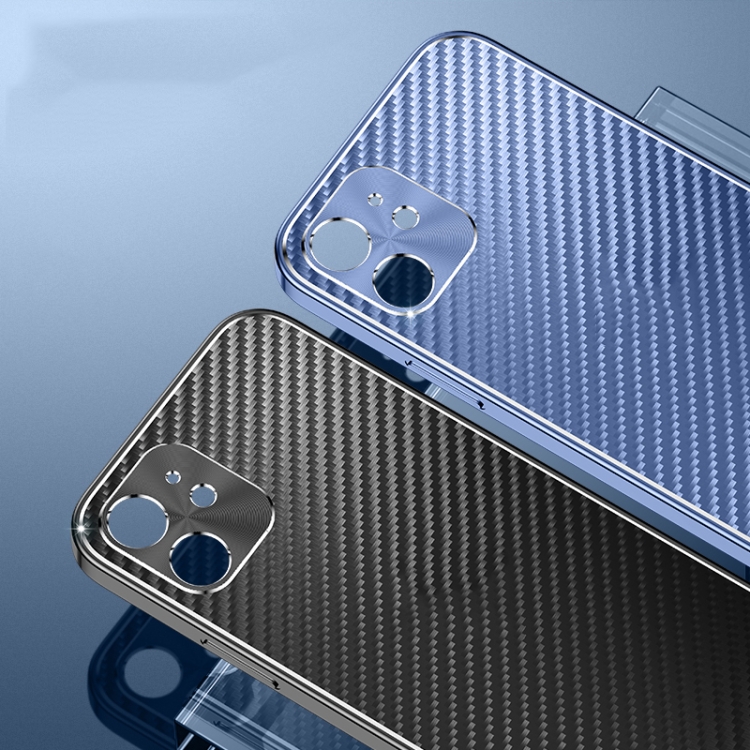 For iPhone SE 2022 / SE 2020 / 8 / 7 Metal Frame Carbon Fiber Phone Case(Blue) For iPhone SE 2022 / SE 2020 / 8 / 7 Metal Frame Carbon Fiber Phone Case(Blue)