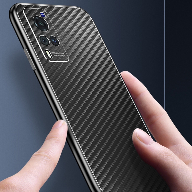 For vivo X60 Pro Metal Frame Carbon Fiber Phone Case(Black) - 2