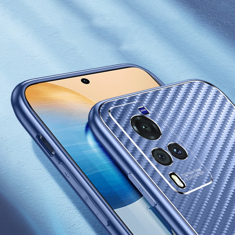 For vivo X60 Pro Metal Frame Carbon Fiber Phone Case(Black) - 4