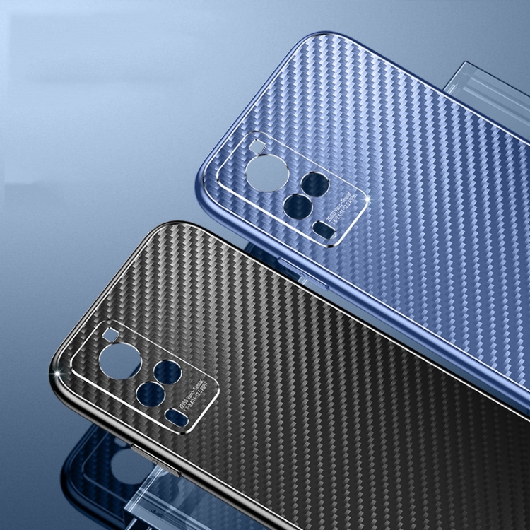 For vivo X60 Pro Metal Frame Carbon Fiber Phone Case(Black) - 5
