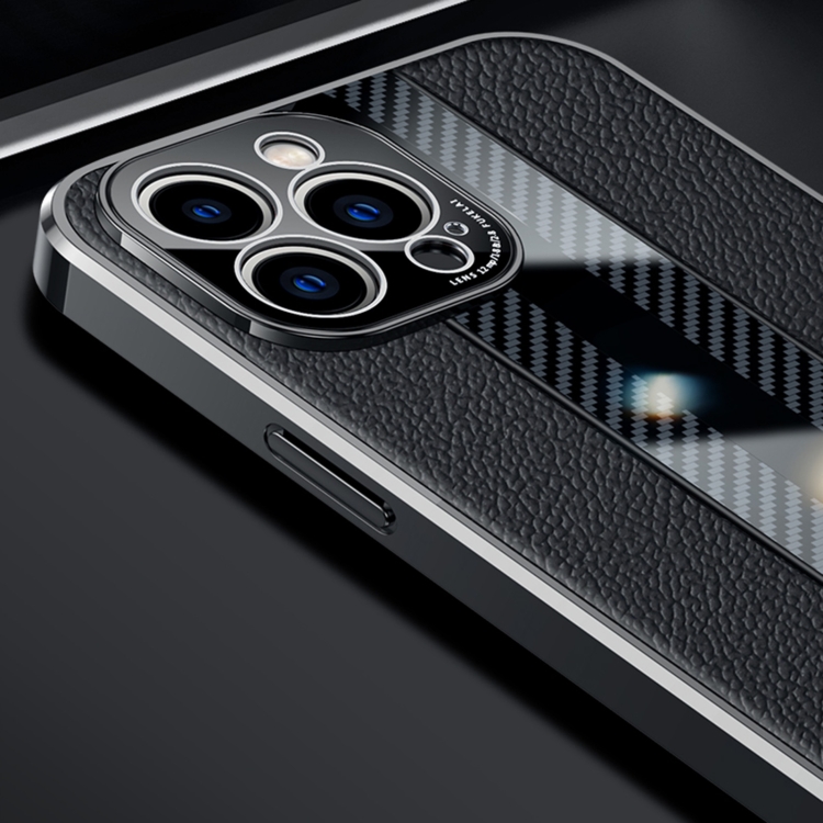 Racing Car Design Leather Electroplating Process Anti-fingerprint Protective Phone Case For iPhone 11 Pro Max(Black)