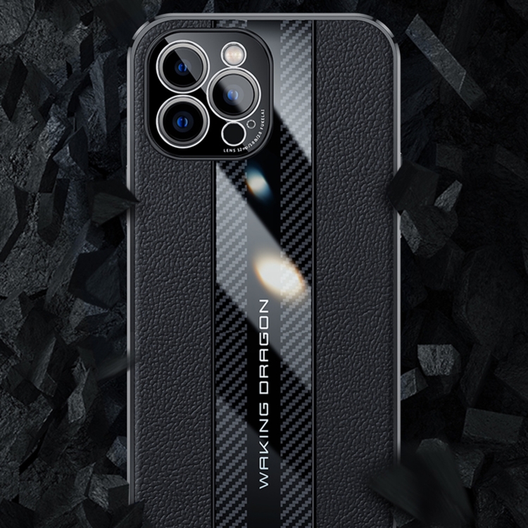 Racing Car Design Leather Electroplating Process Anti-fingerprint Protective Phone Case For iPhone 11 Pro Max(Black)