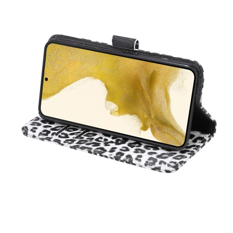 For Samsung Galaxy S22 5G Leopard Pattern Flip Leather Phone Case(White) For Samsung Galaxy S22 5G Leopard Pattern Flip Leather Phone Case(White)