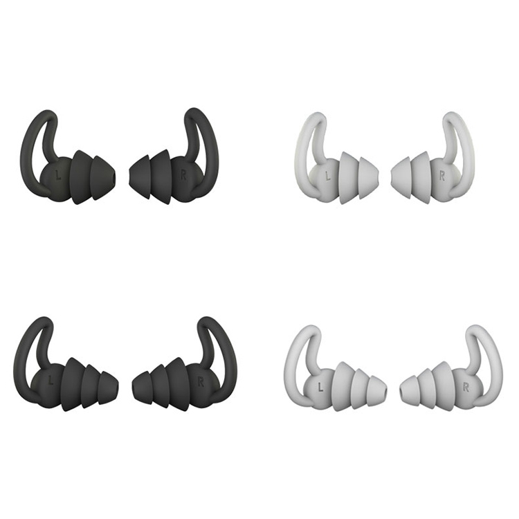 iMeBoBo A1 Shark Fin Version Nano Silicone Sleeping Noise Reduction Earplugs, Style:Three Layer(Black)