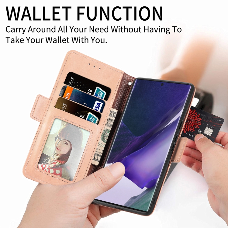 For Samsung Galaxy S22 Ultra 5G Grid Leather Flip Phone Case(Apricot) For Samsung Galaxy S22 Ultra 5G Grid Leather Flip Phone Case(Apricot)