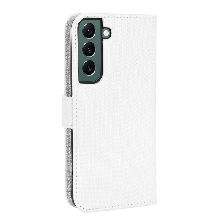 For Samsung Galaxy S22 5G Diamond Texture Leather Phone Case(White)