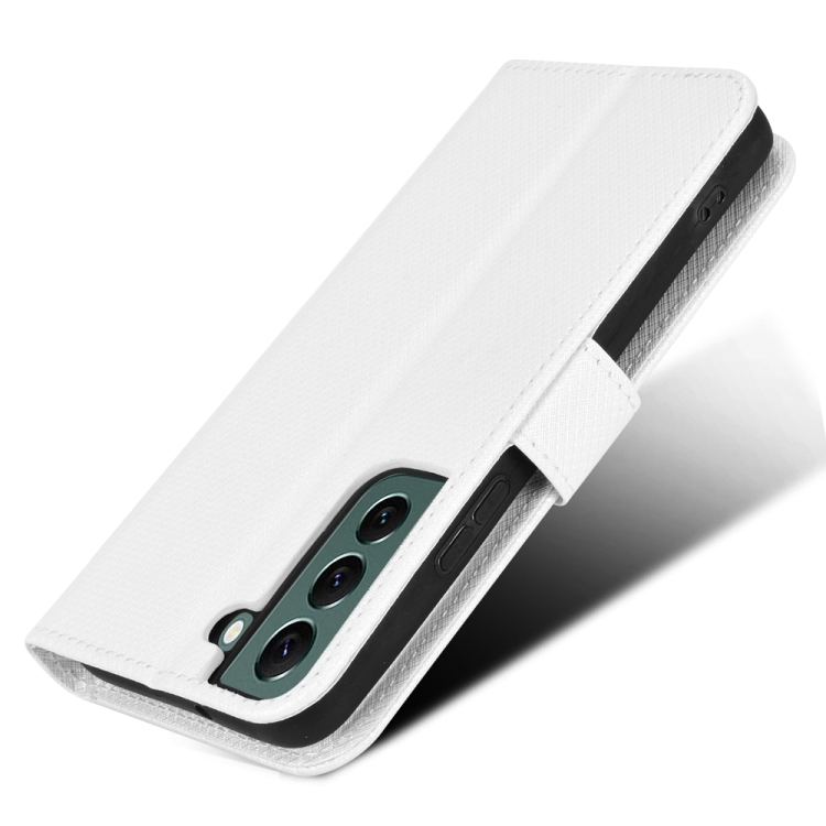 For Samsung Galaxy S22 5G Diamond Texture Leather Phone Case(White)