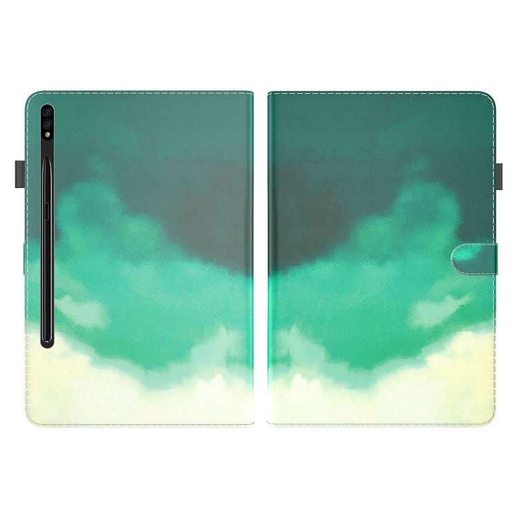 For Samsung Galaxy Tab S9 Watercolor Pattern Flip Leather Tablet Case(Cyan Green) For Samsung Galaxy Tab S9 Watercolor Pattern Flip Leather Tablet Case(Cyan Green)