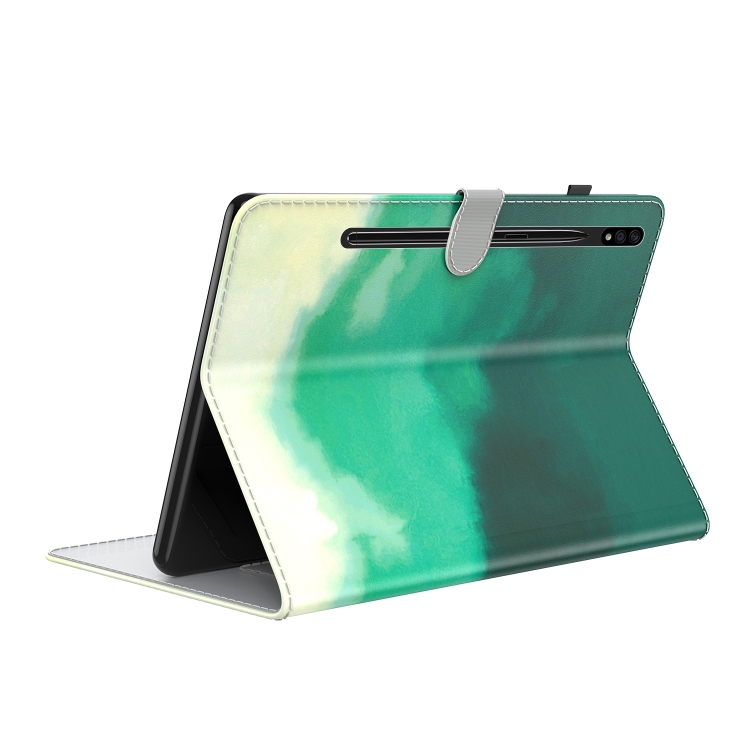 For Samsung Galaxy Tab S9 Watercolor Pattern Flip Leather Tablet Case(Cyan Green) For Samsung Galaxy Tab S9 Watercolor Pattern Flip Leather Tablet Case(Cyan Green)