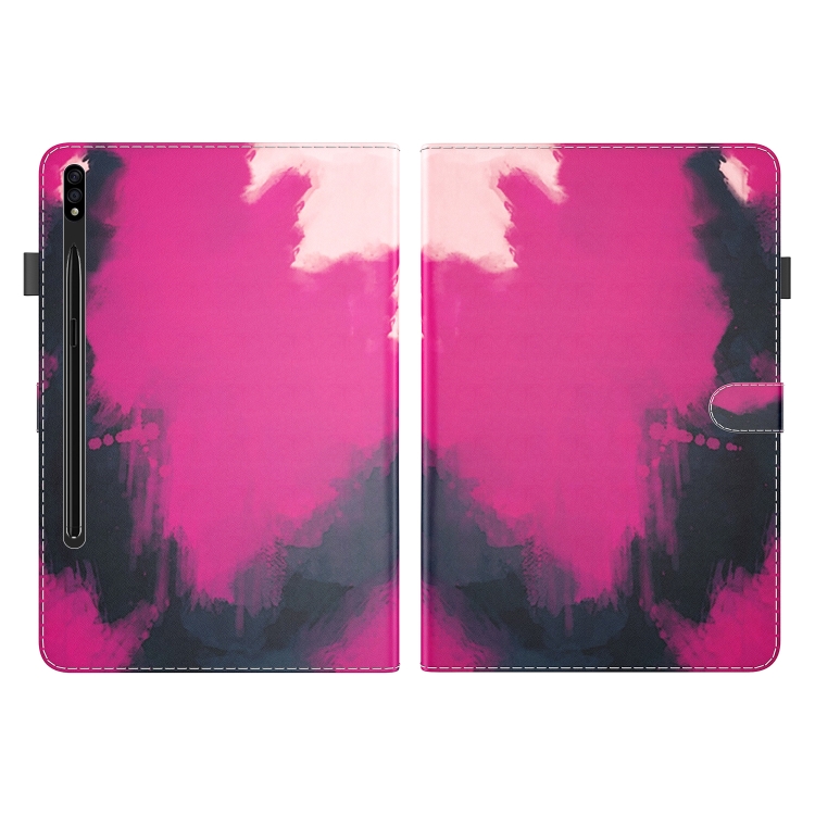 For Samsung Galaxy Tab S9 Watercolor Pattern Flip Leather Tablet Case(Berry Color) For Samsung Galaxy Tab S9 Watercolor Pattern Flip Leather Tablet Case(Berry Color)