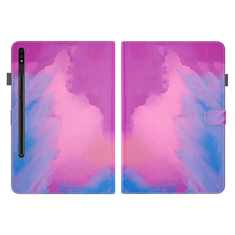 For Samsung Galaxy Tab S9 Watercolor Pattern Flip Leather Tablet Case(Purple Red) For Samsung Galaxy Tab S9 Watercolor Pattern Flip Leather Tablet Case(Purple Red)