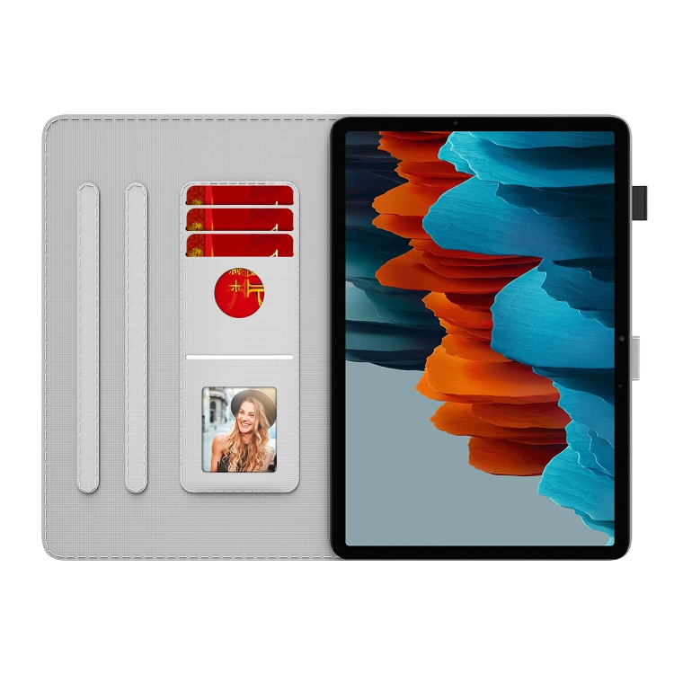 Para Samsung Galaxy Tab S9+ Estuche para tableta de cuero con tapa y patrón de acuarela (color baya) - 2