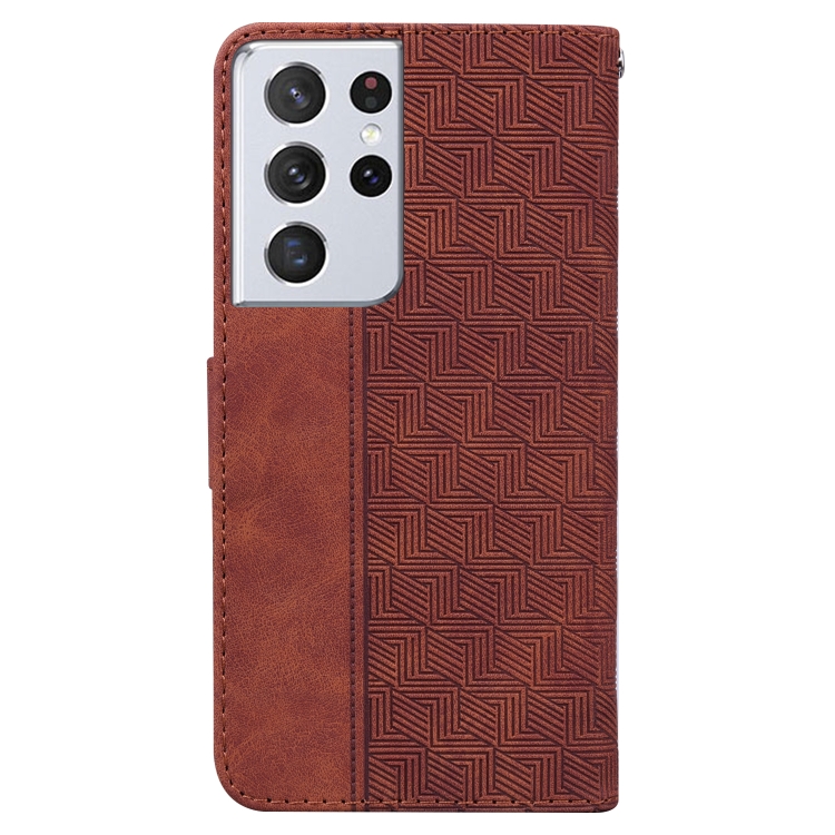 For Samsung Galaxy S21 Ultra 5G Geometric Embossed Leather Phone Case(Brown) For Samsung Galaxy S21 Ultra 5G Geometric Embossed Leather Phone Case(Brown)