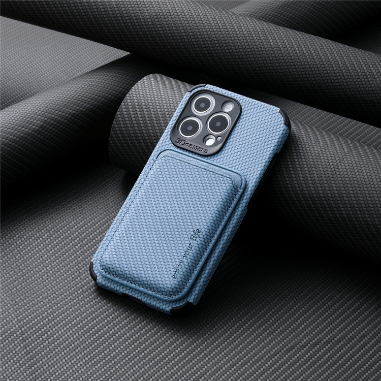 For iPhone 13 mini Carbon Fiber Leather Card Magsafe Case (Blue) For iPhone 13 mini Carbon Fiber Leather Card Magsafe Case (Blue)