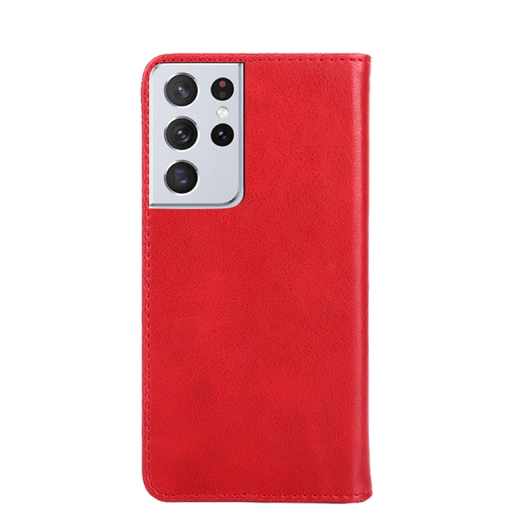 For Samsung Galaxy S21 Ultra 5G Non-Magnetic Retro Texture Leather Phone Case(Red) For Samsung Galaxy S21 Ultra 5G Non-Magnetic Retro Texture Leather Phone Case(Red)