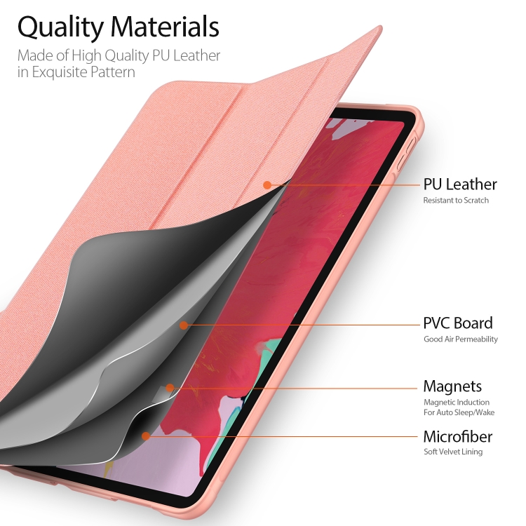 For iPad Pro 11 (2020) DUX DUCIS Domo Series Horizontal Flip Magnetic PU Leather Case with Three-folding Holder & Pen Slot(Pink) For iPad Pro 11 (2020) DUX DUCIS Domo Series Horizontal Flip Magnetic PU Leather Case with Three-folding Holder & Pen Slot(Pink)