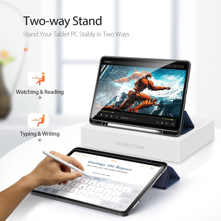 For iPad Pro 12.9 (2020) DUX DUCIS Domo Series Horizontal Flip Magnetic PU Leather Tablet Case with Three-folding Holder & Pen Slot(Blue) For iPad Pro 12.9 (2020) DUX DUCIS Domo Series Horizontal Flip Magnetic PU Leather Tablet Case with Three-folding Holder & Pen Slot(Blue)