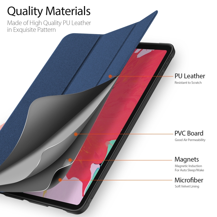 For iPad Pro 12.9 (2020) DUX DUCIS Domo Series Horizontal Flip Magnetic PU Leather Tablet Case with Three-folding Holder & Pen Slot(Blue) For iPad Pro 12.9 (2020) DUX DUCIS Domo Series Horizontal Flip Magnetic PU Leather Tablet Case with Three-folding Holder & Pen Slot(Blue)