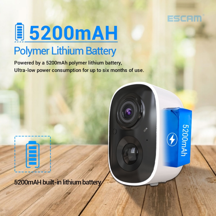 ESCAM G14 Rechargeable 1080P Full HD AI Recognition Infrared Night Vision WiFi Camera - 6