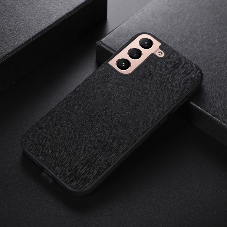 For Samsung Galaxy S22+ 5G Wood Texture PU Phone Case(Black) For Samsung Galaxy S22+ 5G Wood Texture PU Phone Case(Black)