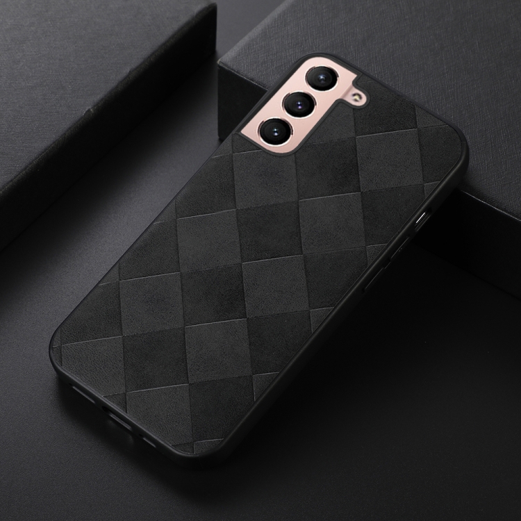 For Samsung Galaxy S22 5G Weave Plaid PU Phone Case(Black) For Samsung Galaxy S22 5G Weave Plaid PU Phone Case(Black)