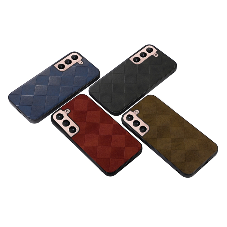 For Samsung Galaxy S22 5G Weave Plaid PU Phone Case(Black) For Samsung Galaxy S22 5G Weave Plaid PU Phone Case(Black)
