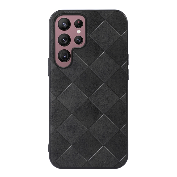 For Samsung Galaxy S22 Ultra 5G Weave Plaid PU Phone Case(Black) For Samsung Galaxy S22 Ultra 5G Weave Plaid PU Phone Case(Black)