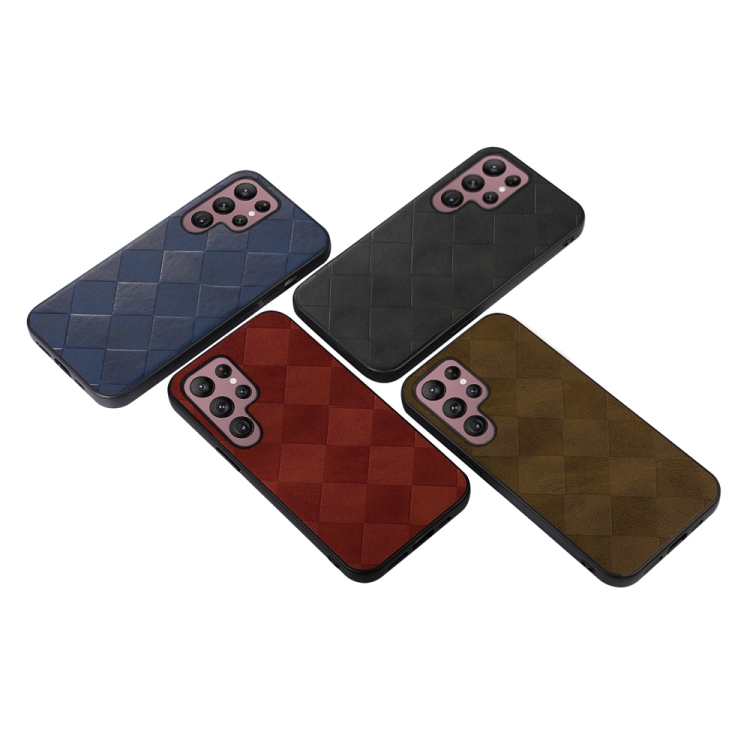 For Samsung Galaxy S22 Ultra 5G Weave Plaid PU Phone Case(Black) For Samsung Galaxy S22 Ultra 5G Weave Plaid PU Phone Case(Black)