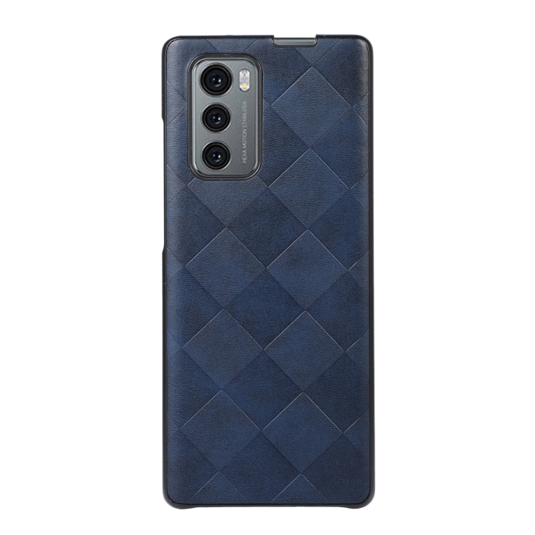 For LG Wing 5G Weave Plaid PU Phone Case Blue