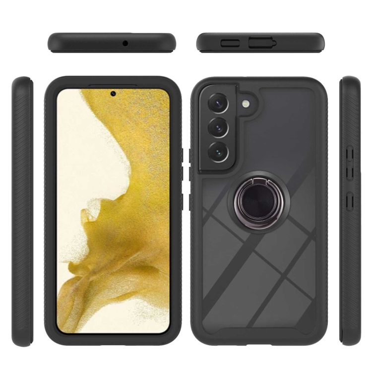 For Samsung Galaxy S22 Shockproof PC + TPU Phone Case with Ring Holder(Black) For Samsung Galaxy S22 Shockproof PC + TPU Phone Case with Ring Holder(Black)