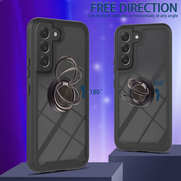 For Samsung Galaxy S22 Shockproof PC + TPU Phone Case with Ring Holder(Black) For Samsung Galaxy S22 Shockproof PC + TPU Phone Case with Ring Holder(Black)
