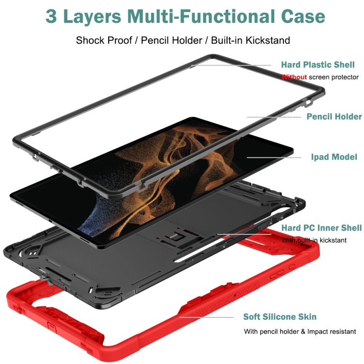 For Samsung Galaxy Tab S9 Ultra / S8 Ultra Silicone + PC Shockproof Protective Tablet Case(Red + Black) For Samsung Galaxy Tab S9 Ultra / S8 Ultra Silicone + PC Shockproof Protective Tablet Case(Red + Black)