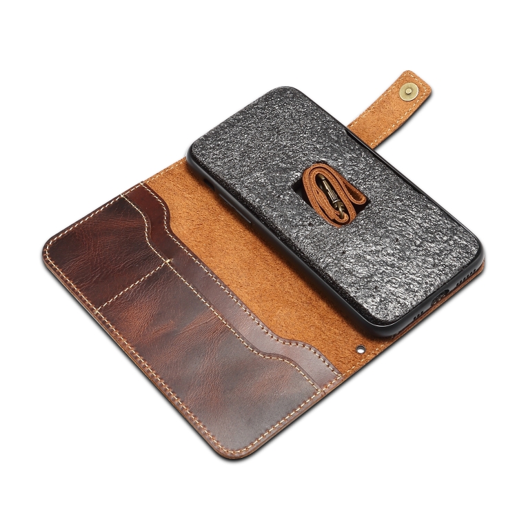 For iPhone 11 Pro Max Denior Oil Wax Cowhide DK Magnetic Button Horizontal Flip Leather Case with Holder & Card Slots & Wallet(Brown) For iPhone 11 Pro Max Denior Oil Wax Cowhide DK Magnetic Button Horizontal Flip Leather Case with Holder & Card Slots & Wallet(Brown)
