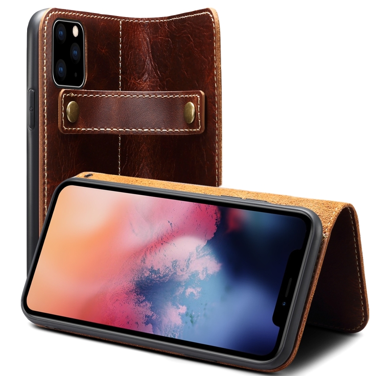 For iPhone 11 Pro Max Denior Oil Wax Cowhide DK Magnetic Button Horizontal Flip Leather Case with Holder & Card Slots & Wallet(Brown) For iPhone 11 Pro Max Denior Oil Wax Cowhide DK Magnetic Button Horizontal Flip Leather Case with Holder & Card Slots & Wallet(Brown)