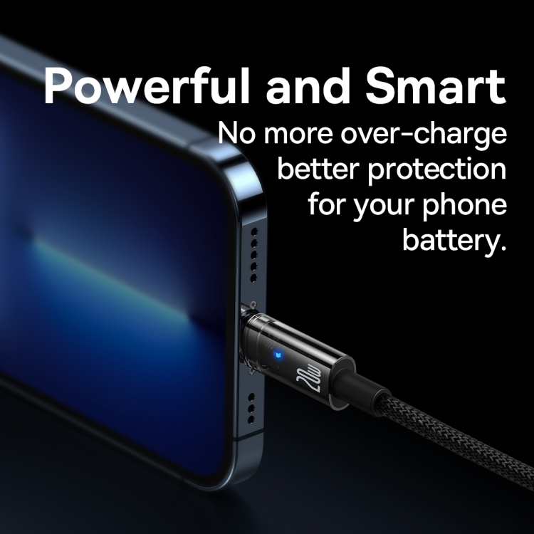 Baseus 20W Type-C / USB-C to 8 Pin Explorer Series Auto Power-Off Fast Charging Data Cable, Length:1m(Black) Baseus 20W Type-C / USB-C to 8 Pin Explorer Series Auto Power-Off Fast Charging Data Cable, Length:1m(Black)