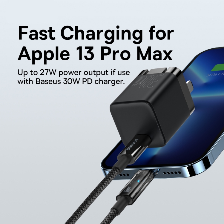 Baseus 20W Type-C / USB-C to 8 Pin Explorer Series Auto Power-Off Fast Charging Data Cable, Length:1m(Black) Baseus 20W Type-C / USB-C to 8 Pin Explorer Series Auto Power-Off Fast Charging Data Cable, Length:1m(Black)