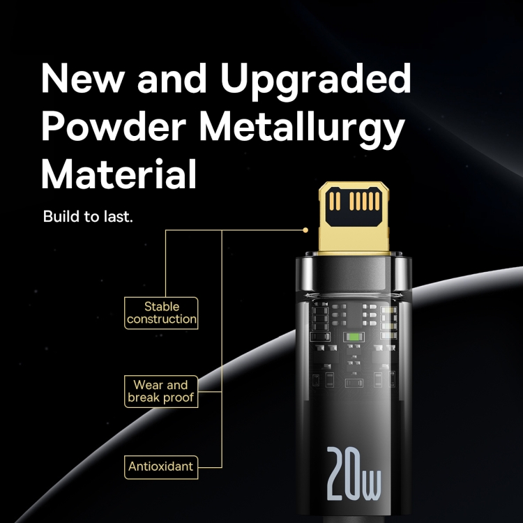 Baseus 20W Type-C / USB-C to 8 Pin Explorer Series Auto Power-Off Fast Charging Data Cable, Length:1m(Black) Baseus 20W Type-C / USB-C to 8 Pin Explorer Series Auto Power-Off Fast Charging Data Cable, Length:1m(Black)