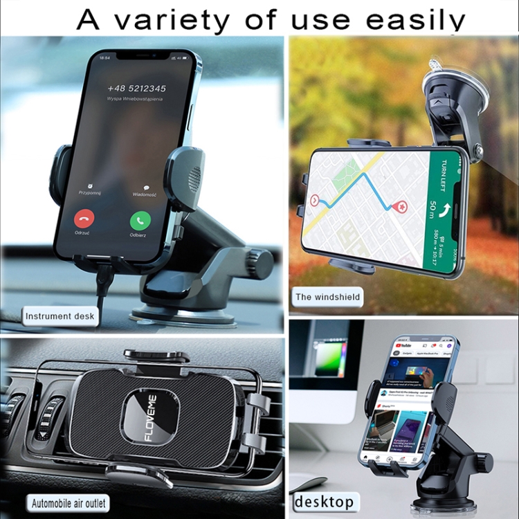 FLOVEME YXF222038 Car Mobile Phone Suction Cup Holder(Black) FLOVEME YXF222038 Car Mobile Phone Suction Cup Holder(Black)