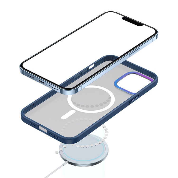 For iPhone 13 Pro Max MagSafe Colorful Metal Lens Ring Matte PC + TPU Phone Case(Blue) For iPhone 13 Pro Max MagSafe Colorful Metal Lens Ring Matte PC + TPU Phone Case(Blue)