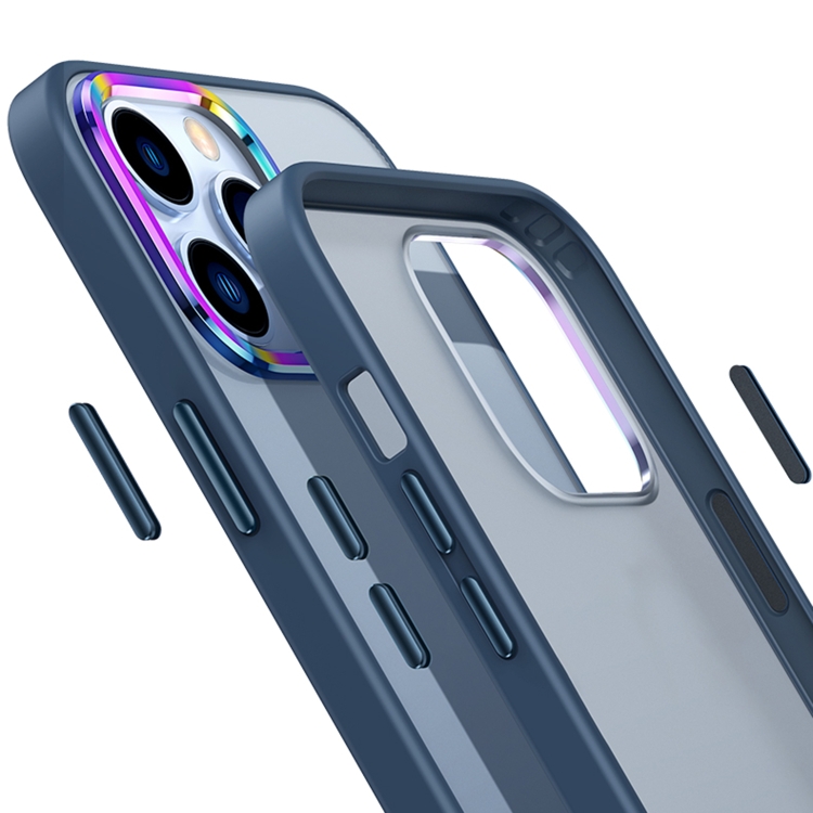 For iPhone 13 Pro Max MagSafe Colorful Metal Lens Ring Matte PC + TPU Phone Case(Blue) For iPhone 13 Pro Max MagSafe Colorful Metal Lens Ring Matte PC + TPU Phone Case(Blue)