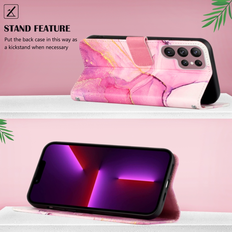 For Samsung Galaxy S22 Ultra 5G PT003 Marble Pattern Flip Leather Phone Case(Pink Purple Gold LS001) For Samsung Galaxy S22 Ultra 5G PT003 Marble Pattern Flip Leather Phone Case(Pink Purple Gold LS001)