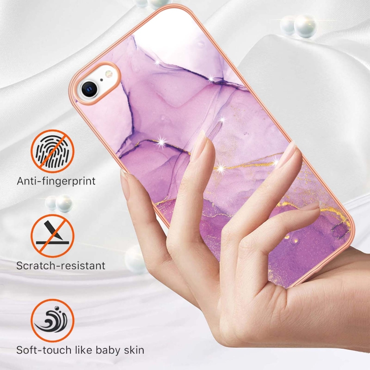 For iPhone SE 2022 / SE 2020 / 8 / 7 Electroplating Marble Pattern Dual-side IMD TPU Shockproof Phone Case(Purple 001) For iPhone SE 2022 / SE 2020 / 8 / 7 Electroplating Marble Pattern Dual-side IMD TPU Shockproof Phone Case(Purple 001)