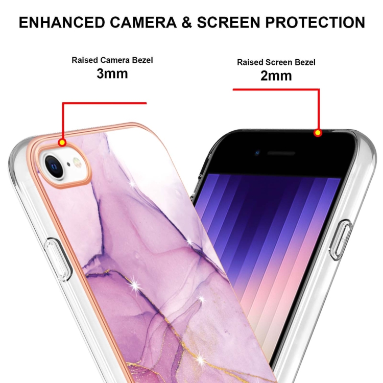 For iPhone SE 2022 / SE 2020 / 8 / 7 Electroplating Marble Pattern Dual-side IMD TPU Shockproof Phone Case(Purple 001) For iPhone SE 2022 / SE 2020 / 8 / 7 Electroplating Marble Pattern Dual-side IMD TPU Shockproof Phone Case(Purple 001)