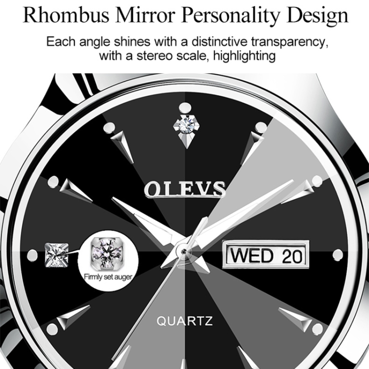 1 Pair OLEVS 8697 Couple Fashion Waterproof Luminous Quartz Watch(Black) - 2