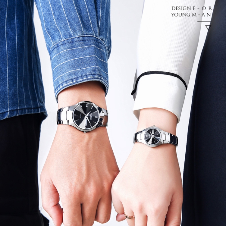 1 Pair OLEVS 8697 Couple Fashion Waterproof Luminous Quartz Watch(Black) - 7