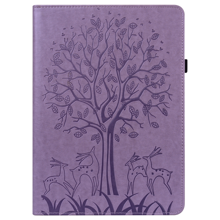 For iPad mini 6 / mini 2024 Tree & Deer Pattern Pressed Printing Leather Tablet Case(Purple) For iPad mini 6 / mini 2024 Tree & Deer Pattern Pressed Printing Leather Tablet Case(Purple)