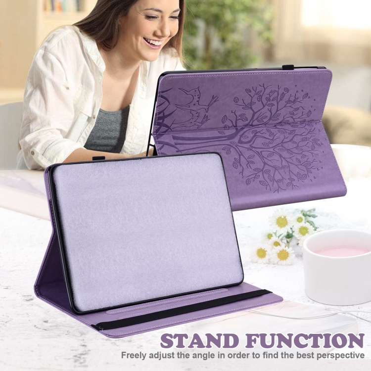 For iPad mini 6 / mini 2024 Tree & Deer Pattern Pressed Printing Leather Tablet Case(Purple) For iPad mini 6 / mini 2024 Tree & Deer Pattern Pressed Printing Leather Tablet Case(Purple)